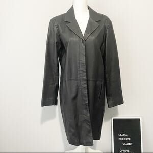 Bagatelle black full length leather jacket real size Large vintage